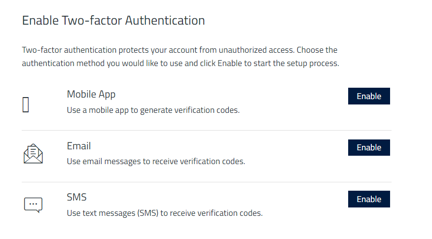 Mailsafi 2-FA authentication method