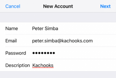 Mailsafi ios enter account details