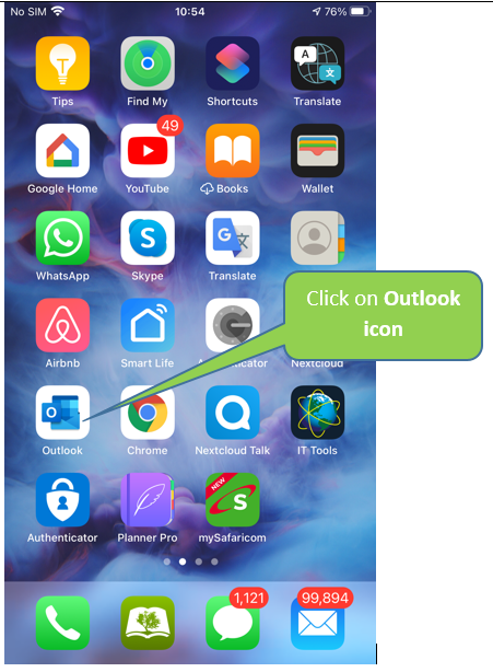 Open outlook on iphone
