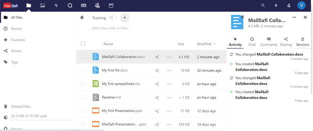 Mailsafi track file activities